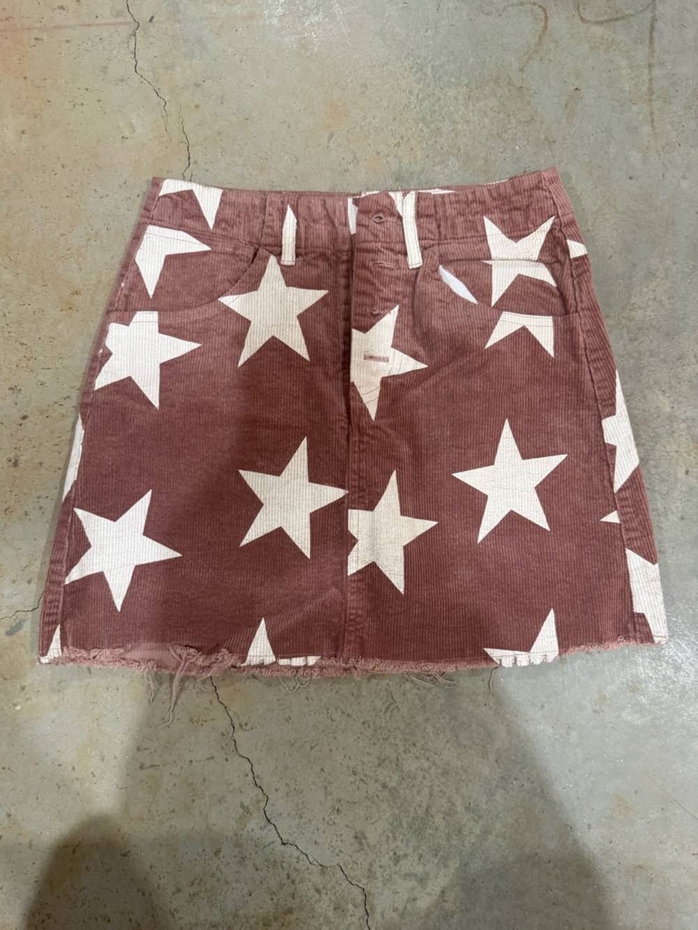 Altar'd State Rust Corduroy Maxi Skirt with White Stars